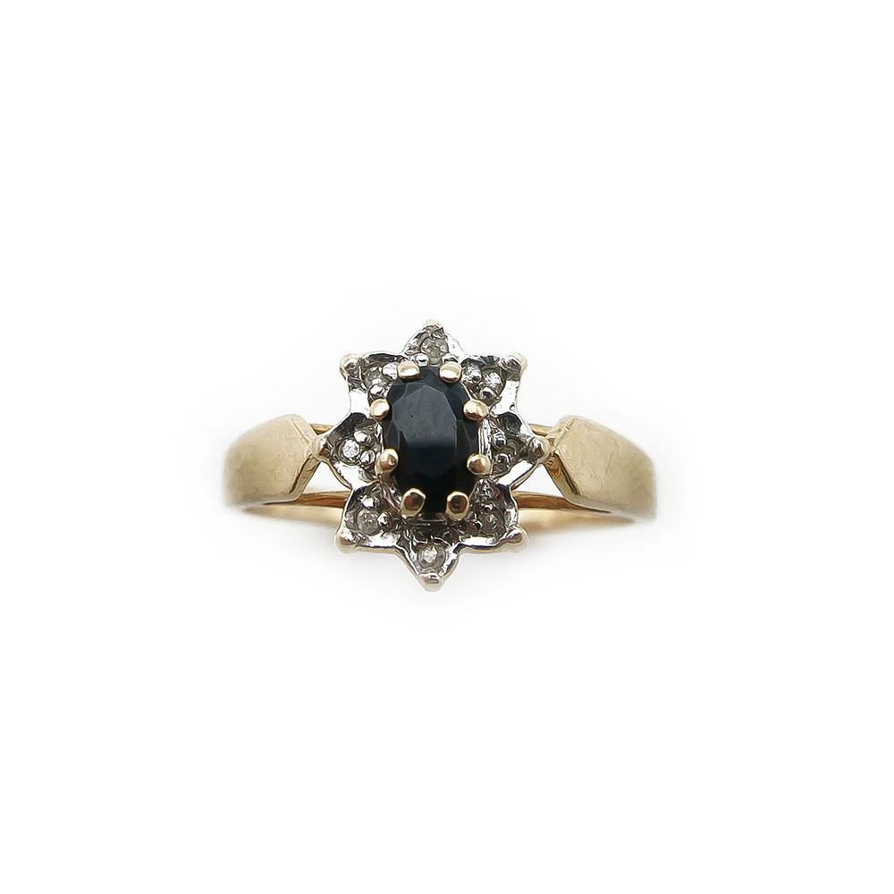 Diana sinisaf. ja timanttisormus 0,04ct koko 16,5 v.-96 #2