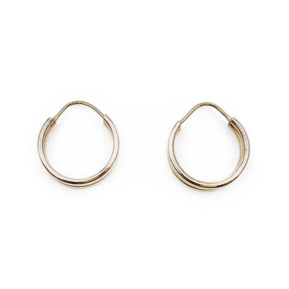 Kultaiset kolmiväriset rengaskorvakorut #1