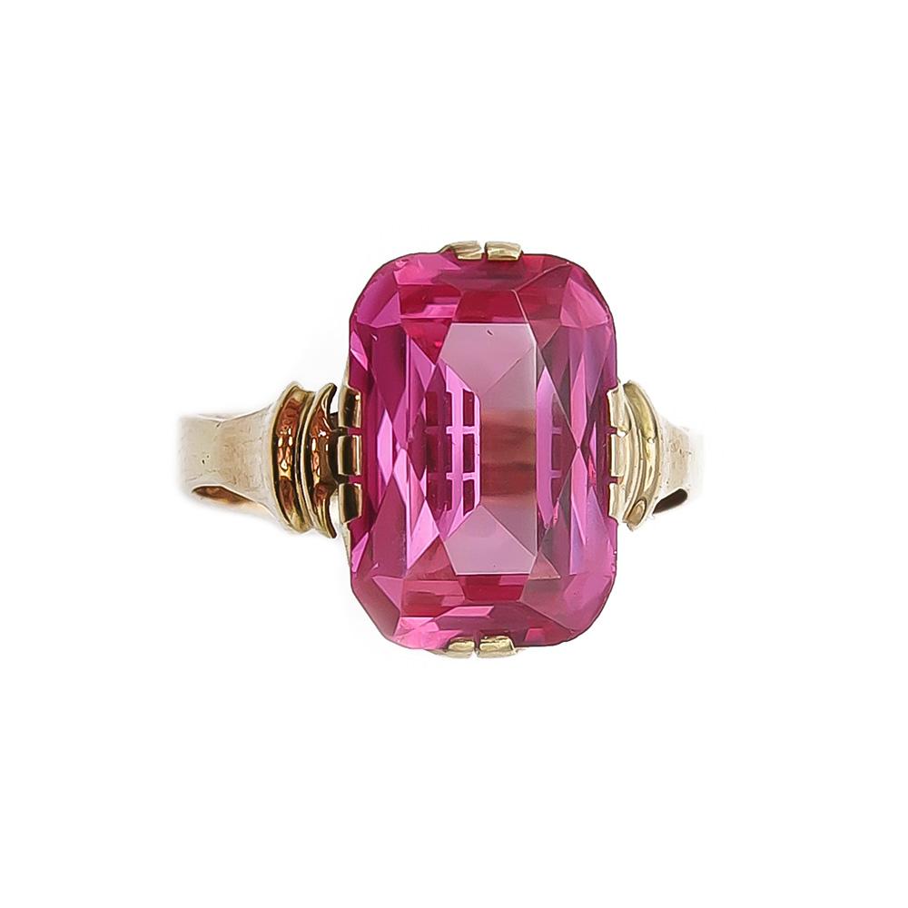Pinkkikivellinen sormus 18mm v.-80 #1