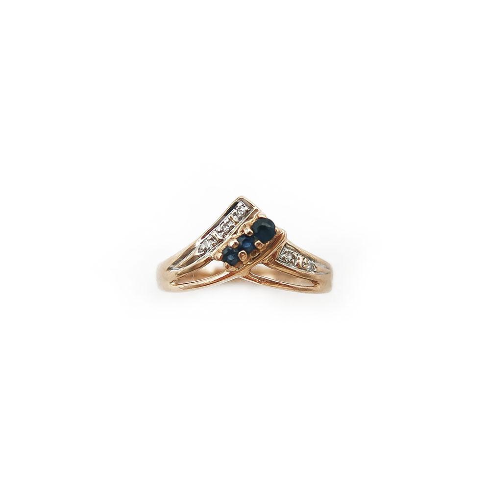 V-Timanttisormus sinisin kivin 0,015ct 15,75mm #1