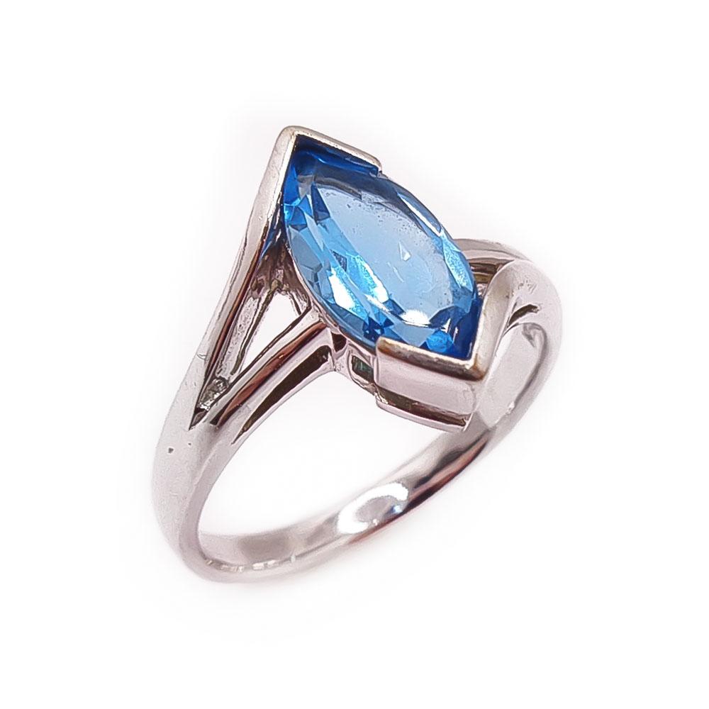 Valkokultainen sormus turkoosi kivi 18mm #0