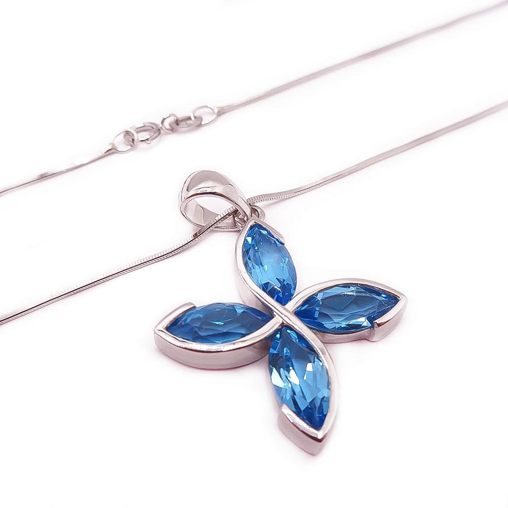 Valkokultainen kaulakoru turkooseilla kivillä 46cm #1