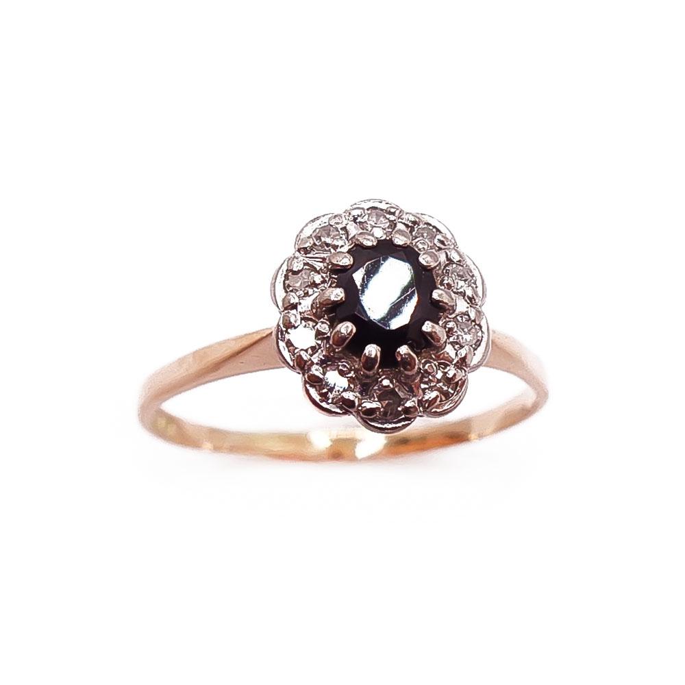 Kultainen sinisafiiri-timanttisormus 19,5mm v.-88 0,1ct #1