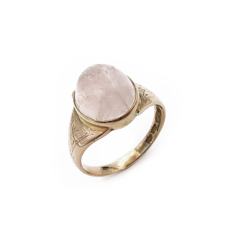 18k sormus ruusukvartsilla koko 18,5 #0