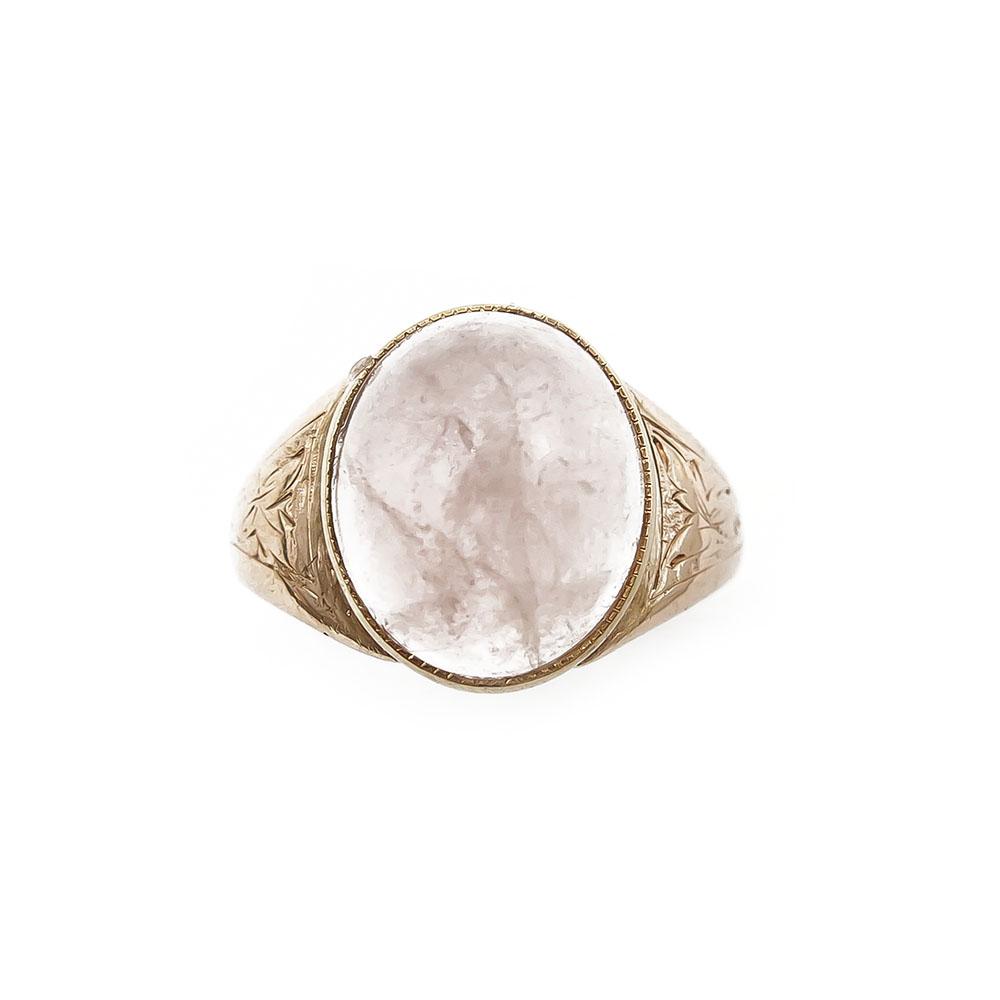 18k sormus ruusukvartsilla koko 18,5 #1