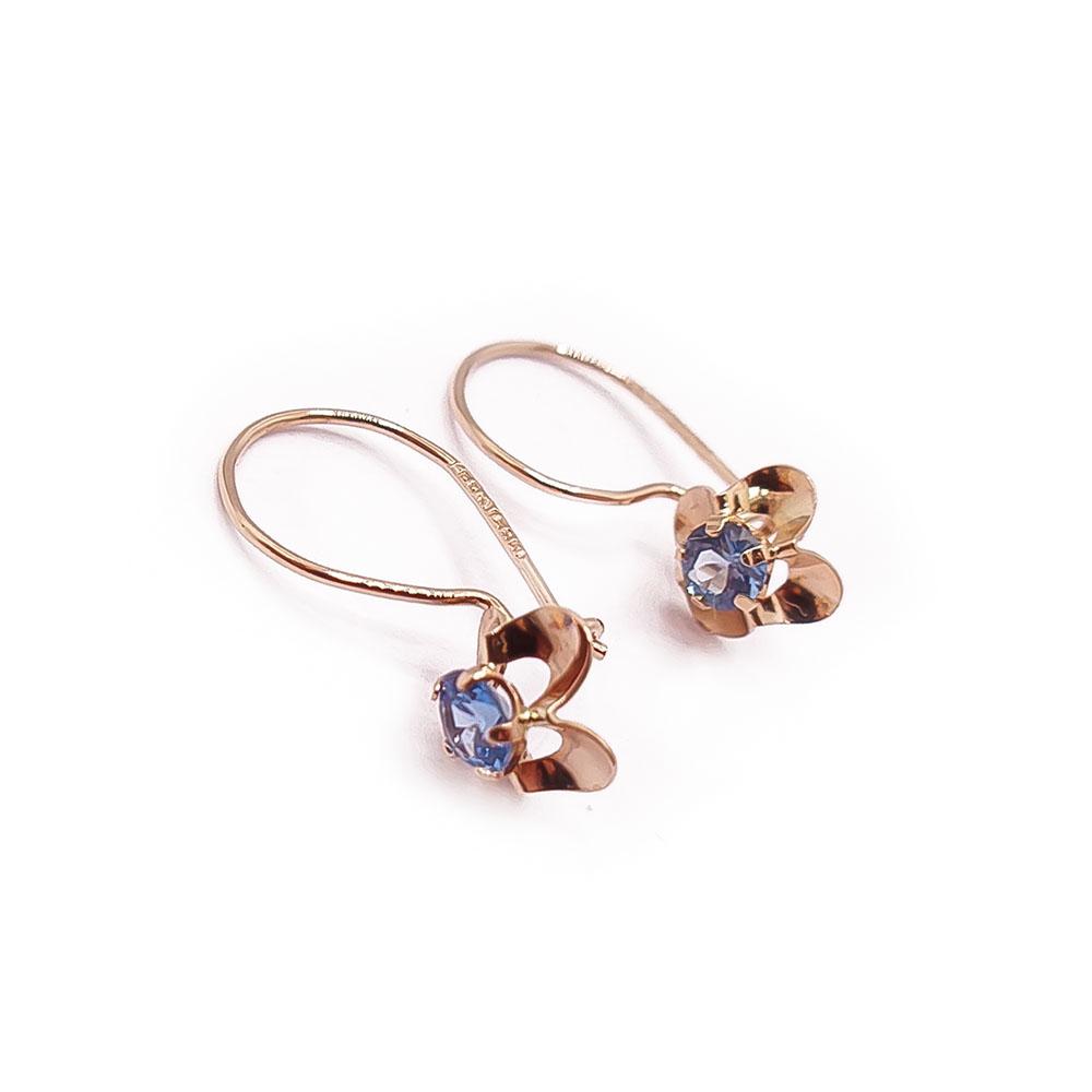 Kultaiset kukkakorvakorut siniset #0