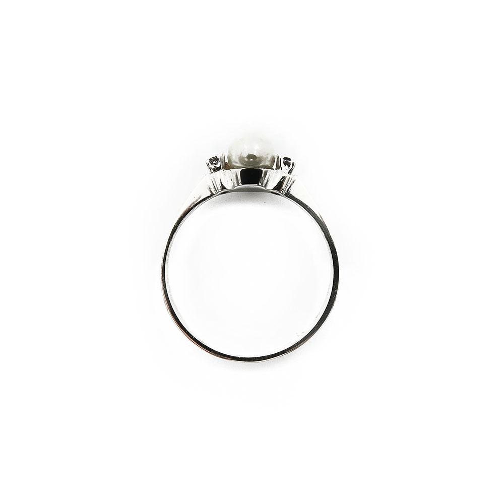 Valkokultainen helmi timanttisormus 0.02ct 17,25mm 18k #2