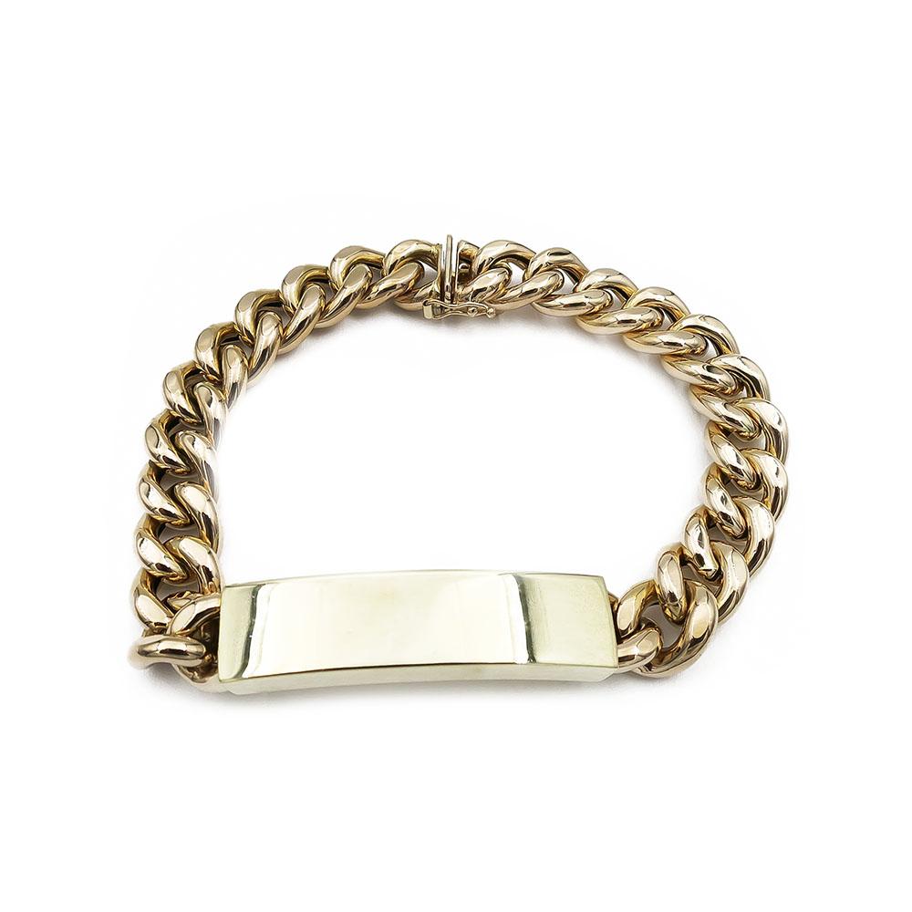 Kultainen panssariranneketju laatalla 11.90mm 23cm, ontto #0