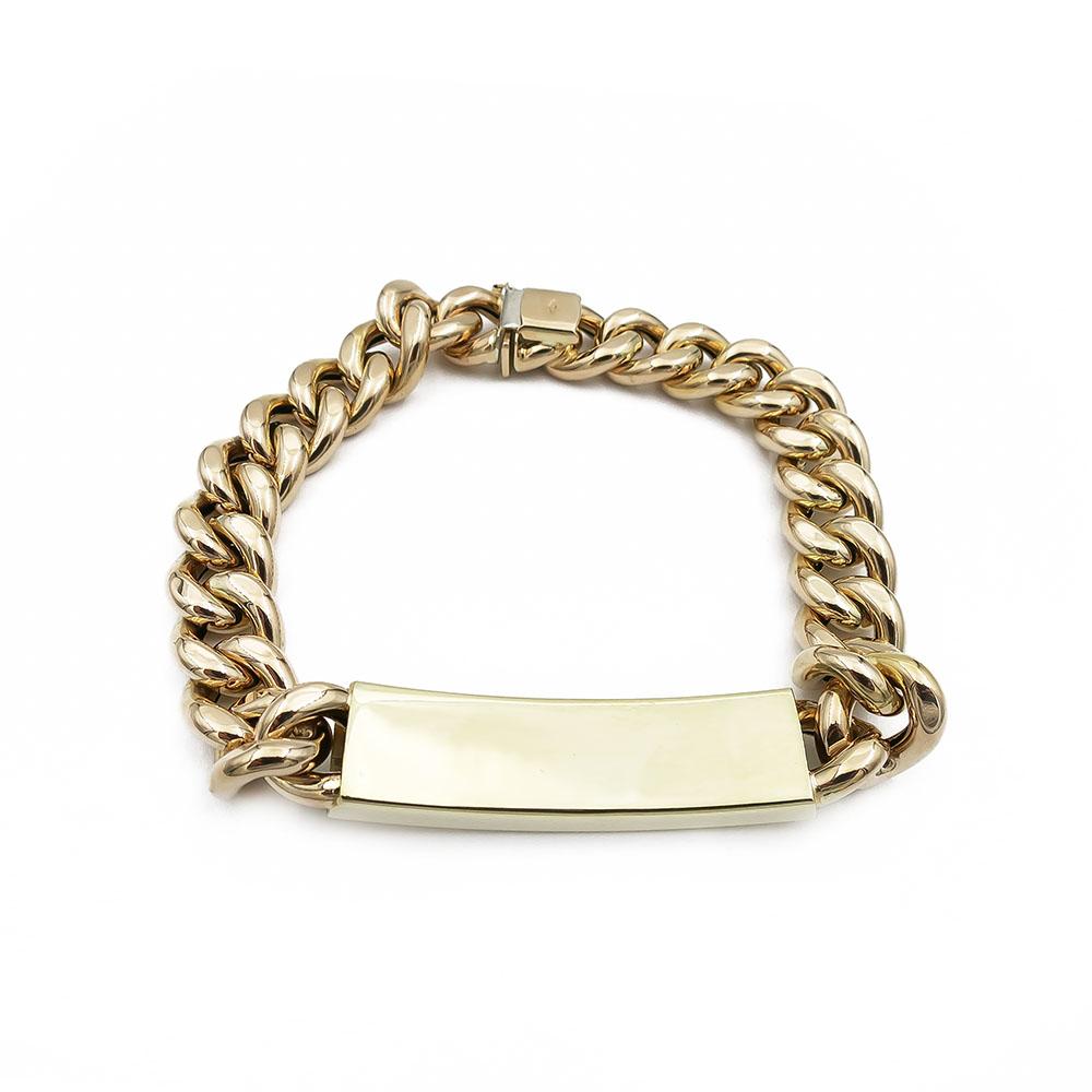 Kultainen panssariranneketju laatalla 11.90mm 23cm, ontto #2