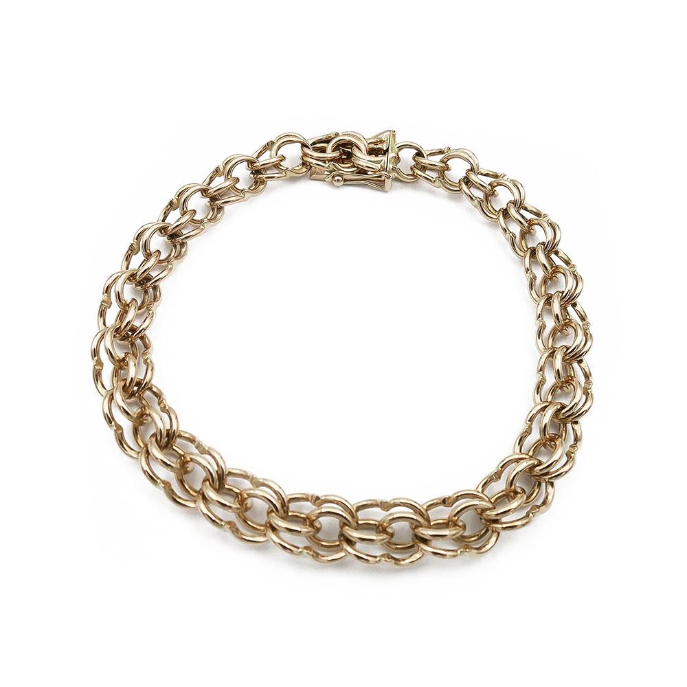 Kultainen ranneketju, tuplalenkit 8mm 20cm #0