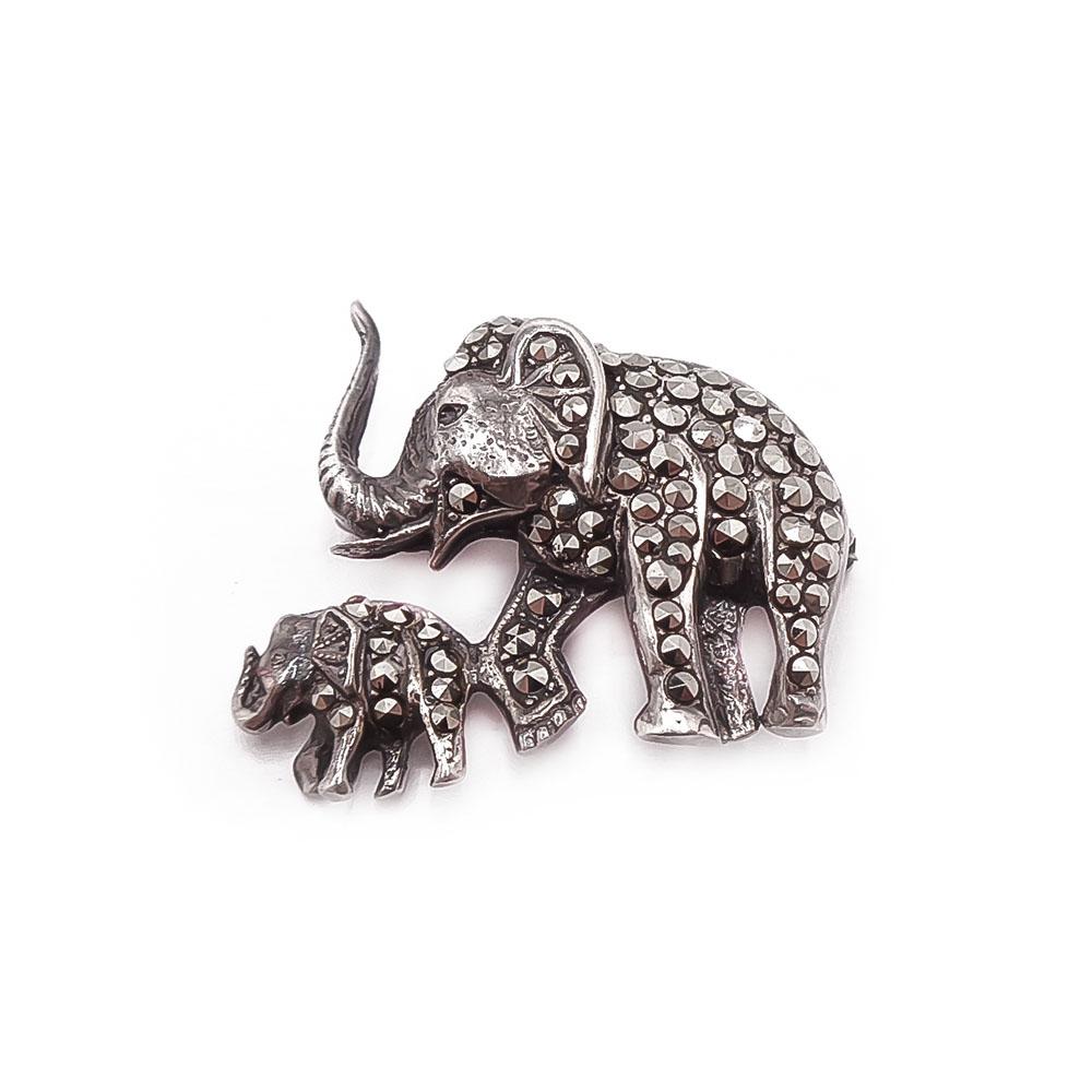 Hopeinen norsu rintaneula markasiitit #0