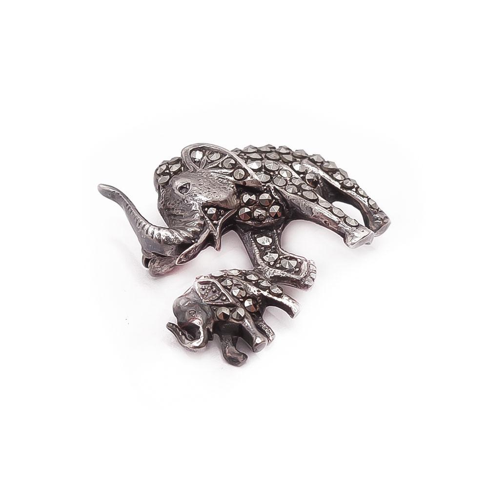 Hopeinen norsu rintaneula markasiitit #1