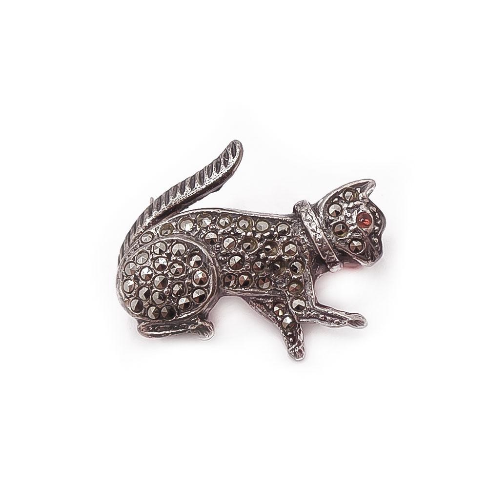 Hopeinen kissa rintaneula markasiitit #0