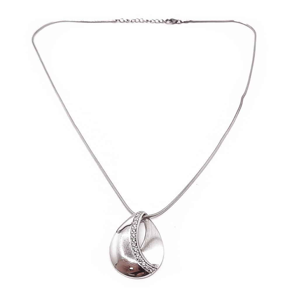 Hopeinen kaulakoru zirkoniat 42-45cm #0