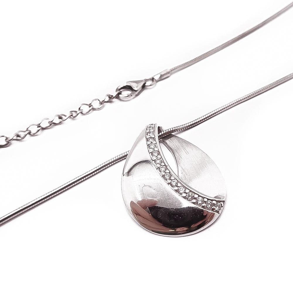 Hopeinen kaulakoru zirkoniat 42-45cm #1