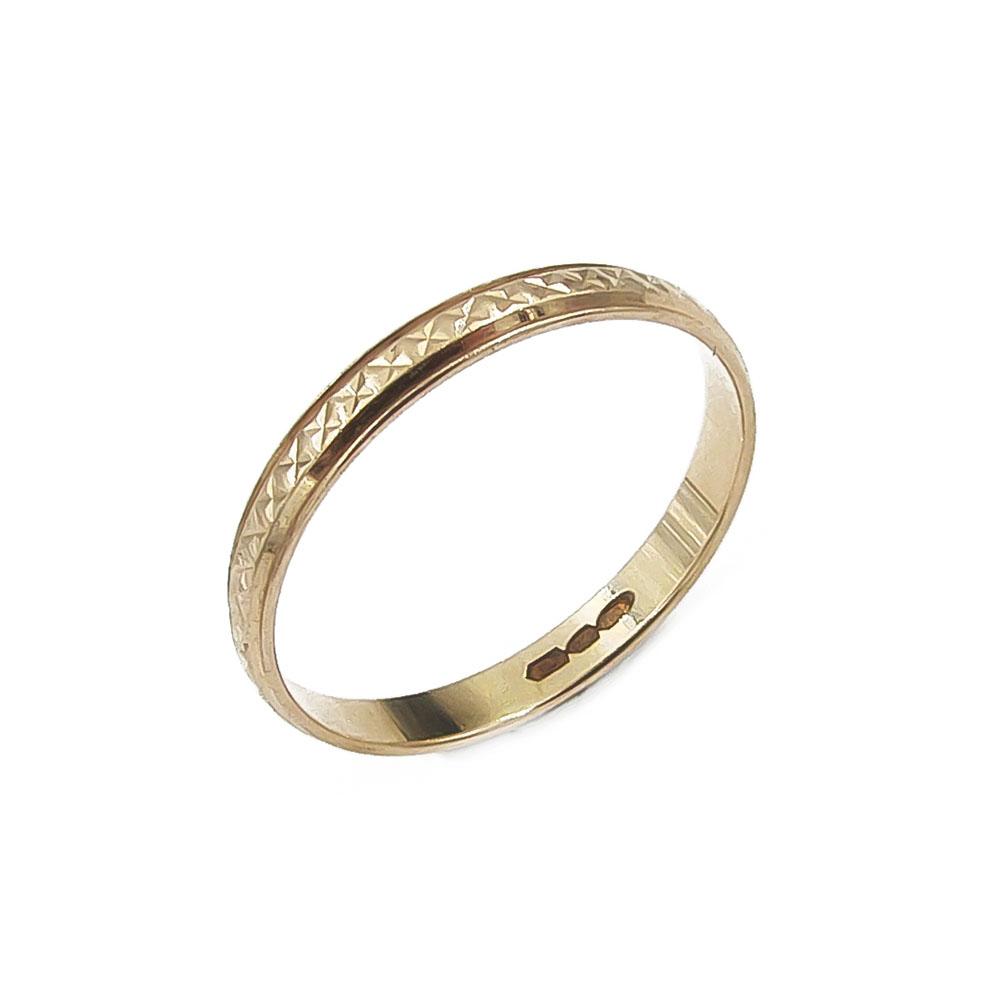 Kuvioitu kultasormus halk.17.5mm lev.2mm v.2017 #0