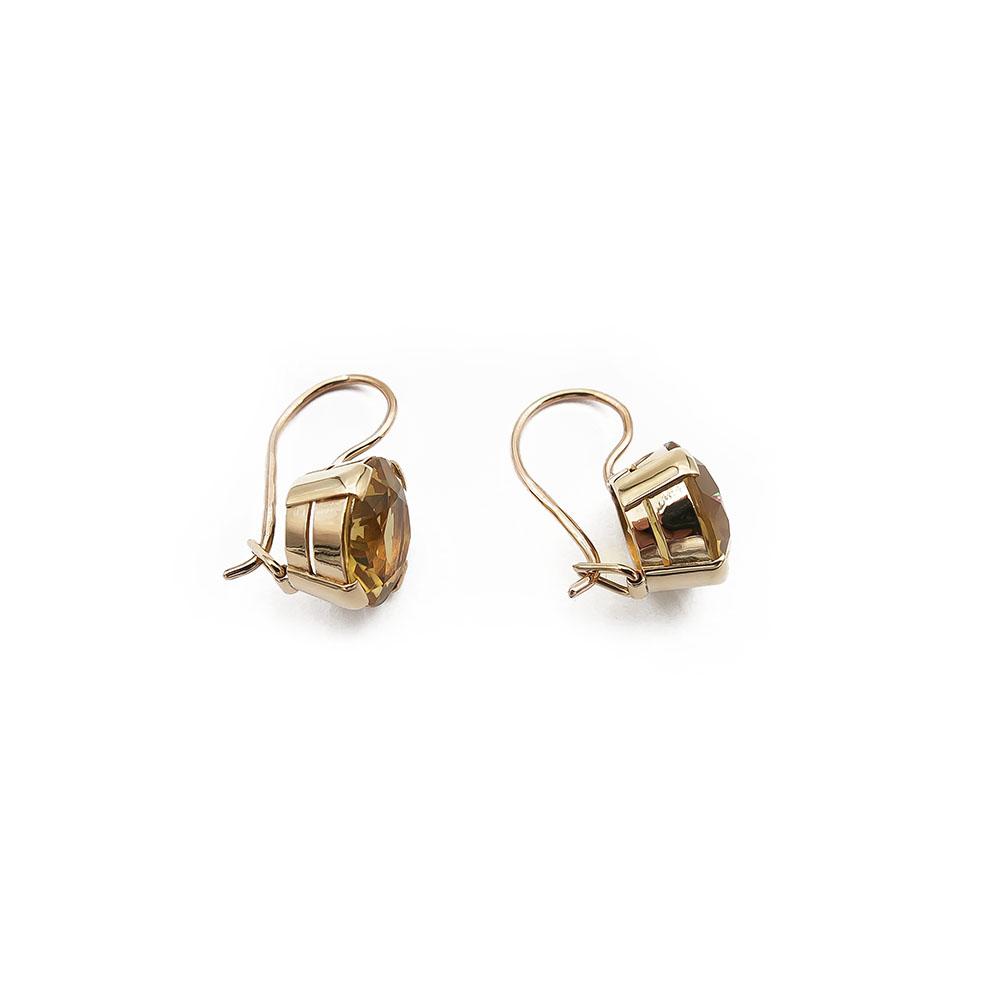 Kultaiset koukkukorvakorut, keltainen kivi #1