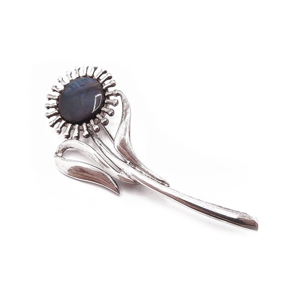 Hopeinen rintaneula spectroliitti #0