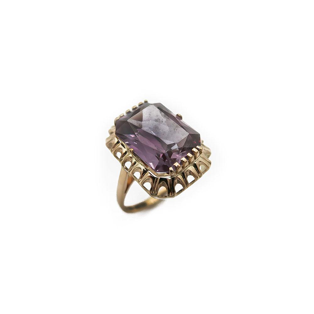 Kultainen sormus, lila kivi 17,5mm v.1956 #0