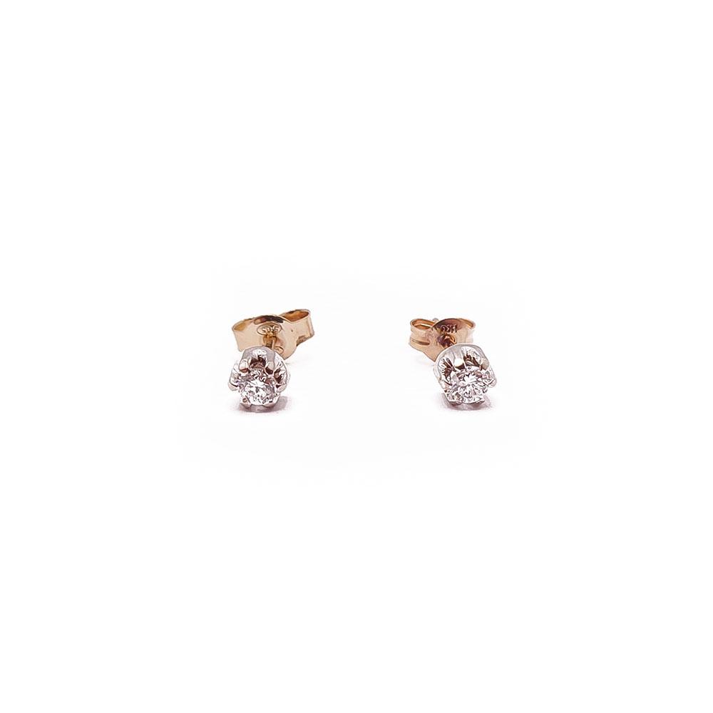 Kelta-/valkokultaiset timanttikorvakorut 0,06ct #0