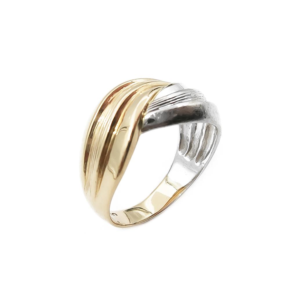 Valko/keltakulta Laineileva sormus 18mm #1