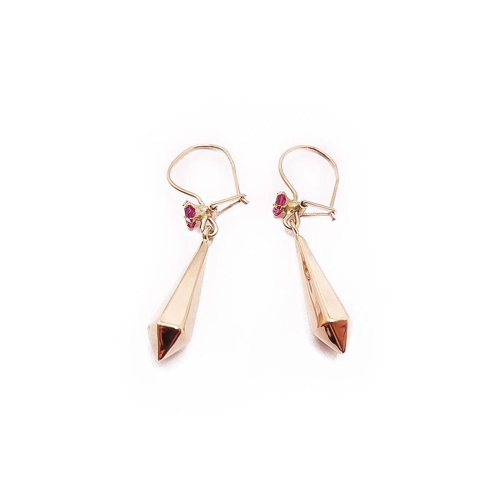 Kultaiset kulmikkaat kyyneleet punaiset kivet #1