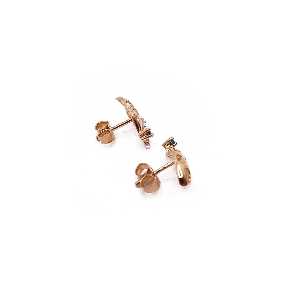 Kultaiset korvakorut siniset kivet #1