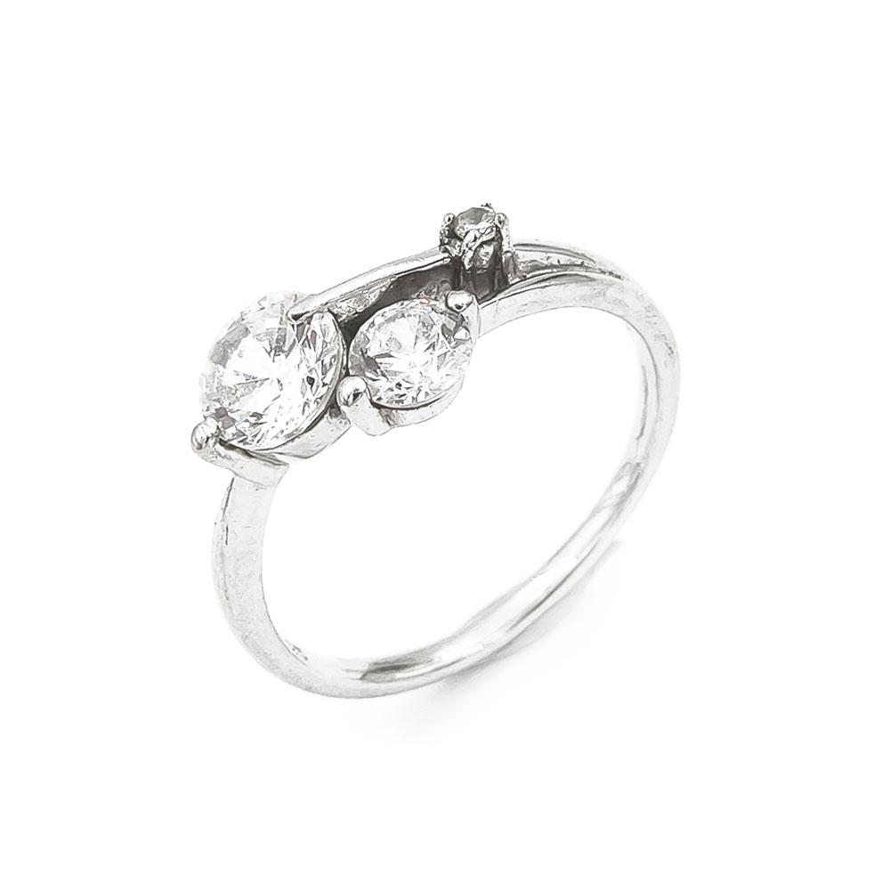 Hopeinen zirkoniasormus halk.18- #0