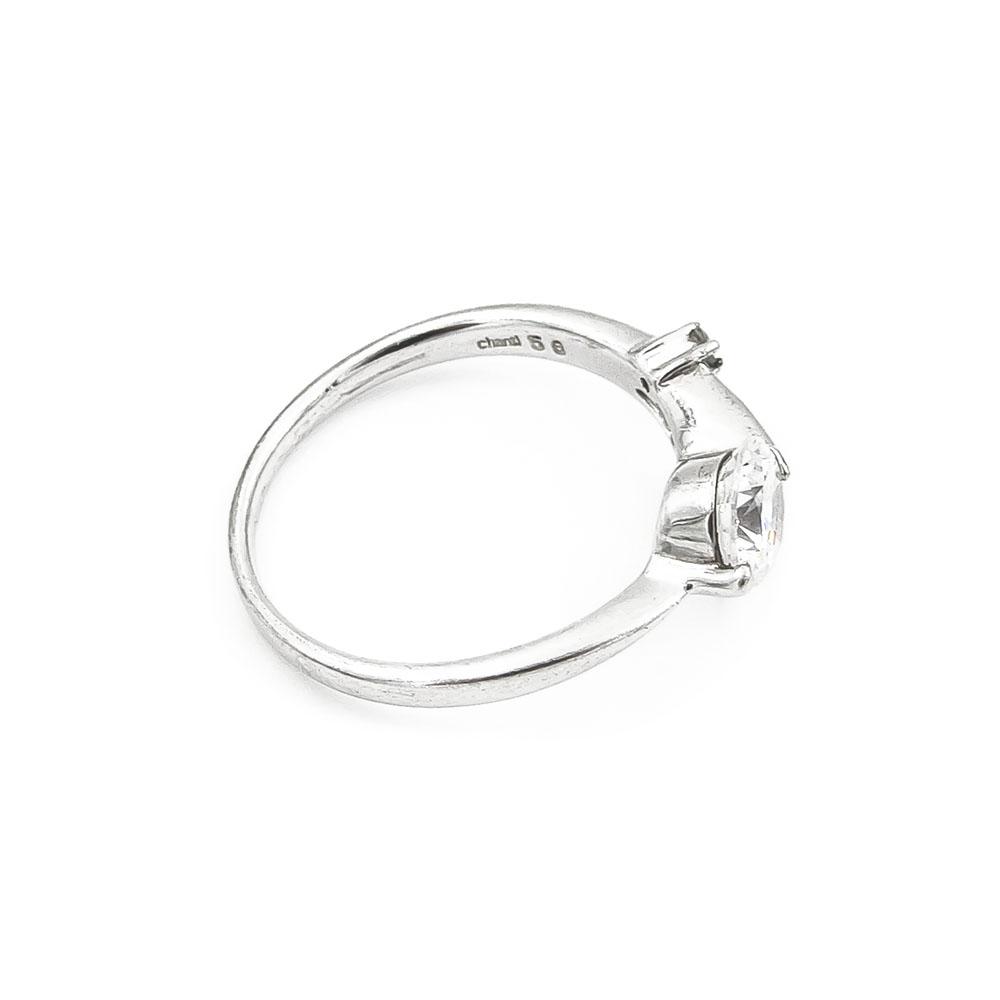 Hopeinen zirkoniasormus halk.18- #3