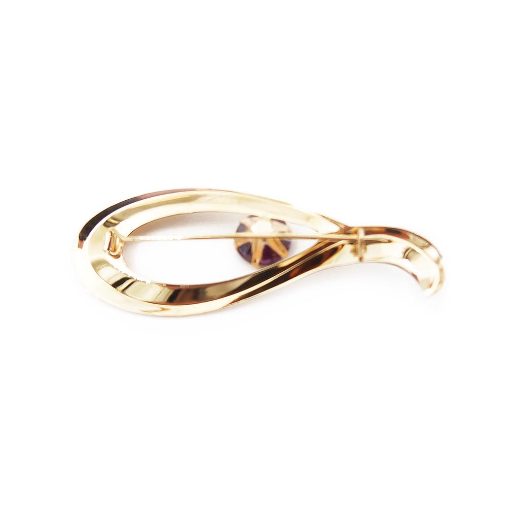 Kultainen rintaneula, lila kivi #1