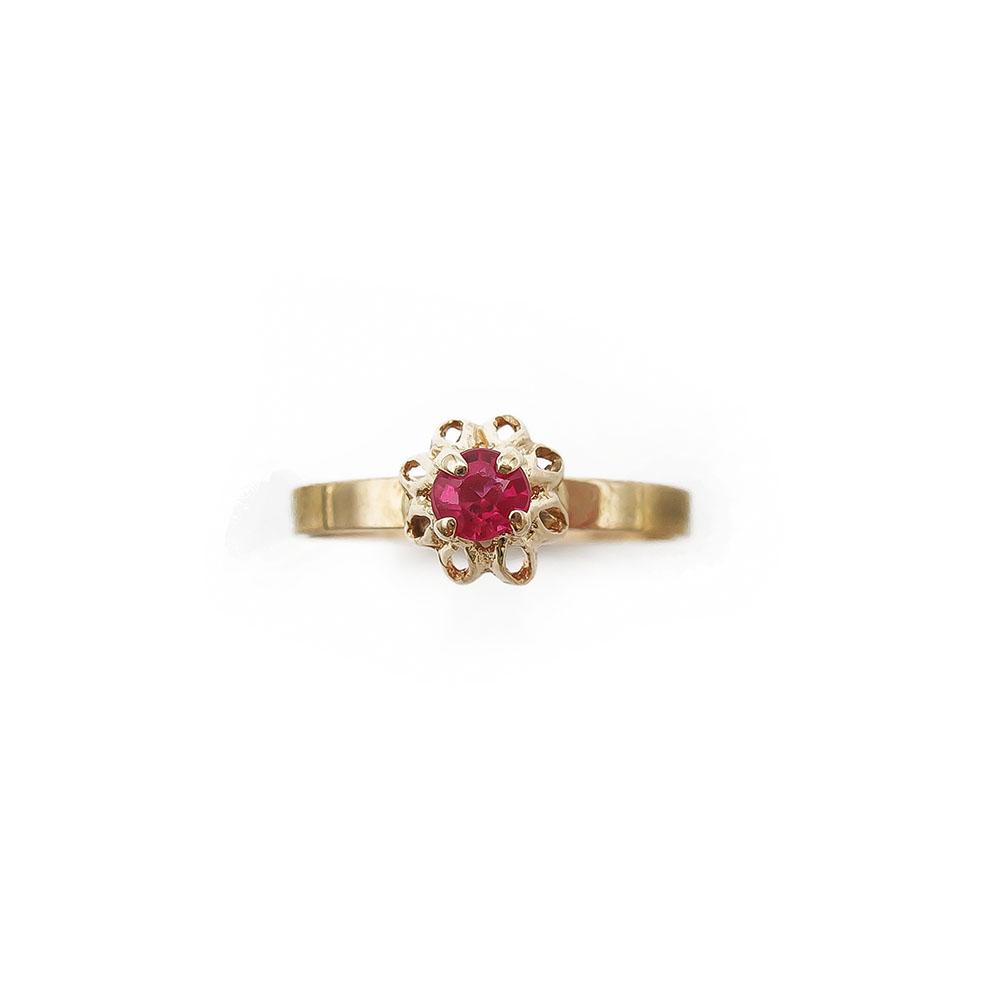 Sormus punaisella kivellä 17mm v.-78 #1