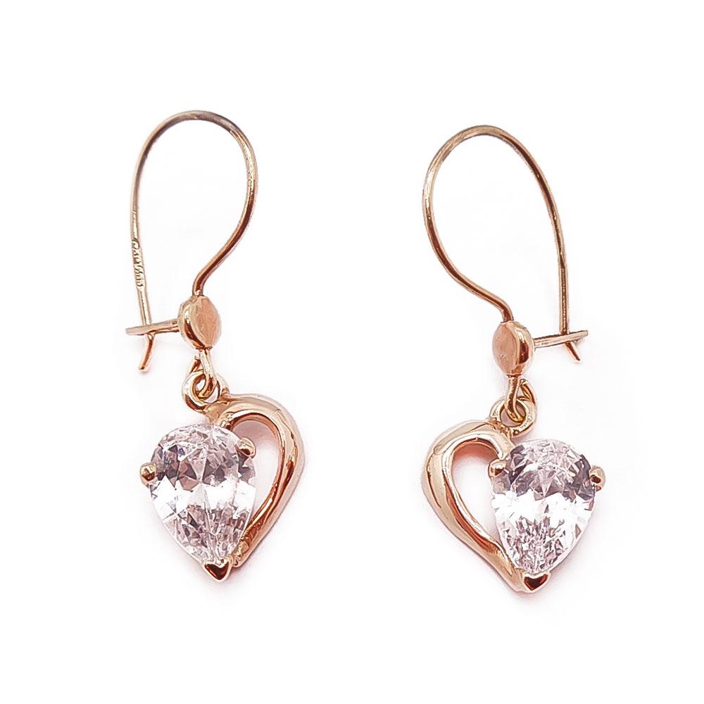 Kultaiset sydänkorvakorut zirkoniat #0