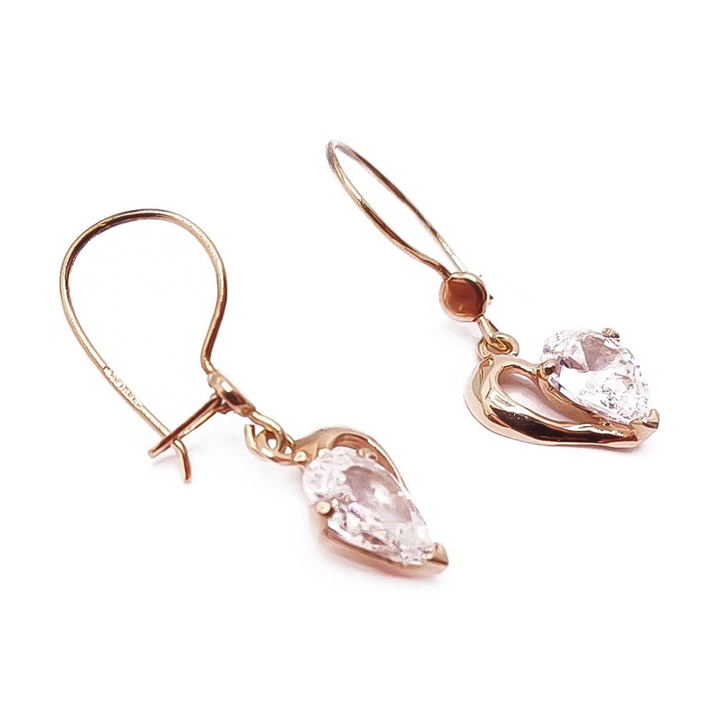 Kultaiset sydänkorvakorut zirkoniat #1