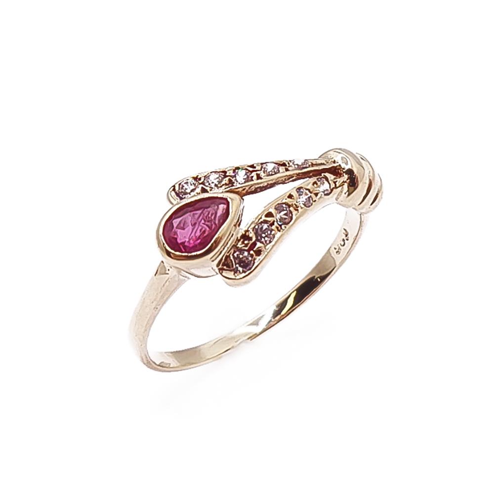 Kultainen rubiini-timanttisormus 16mm 0,05ct #0