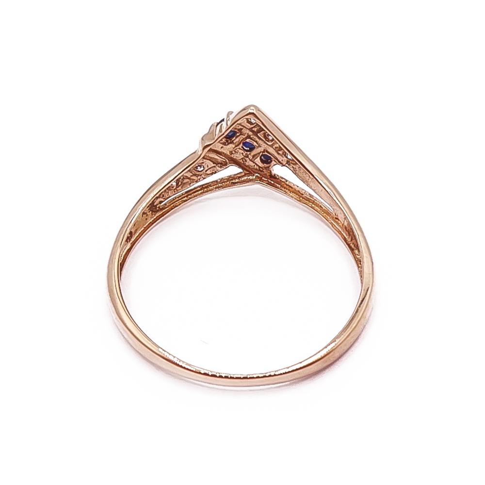 Kultainen sinisafiiri-timanttisormus 0,025ct 17mm v.2002 #2