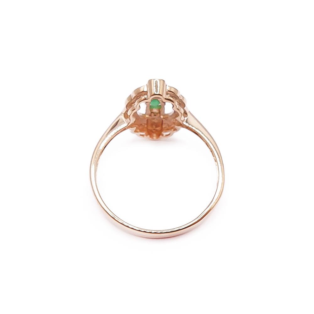 Kultainen smaragdi-timanttisormus 0,07ct 17mm v.-95 #2