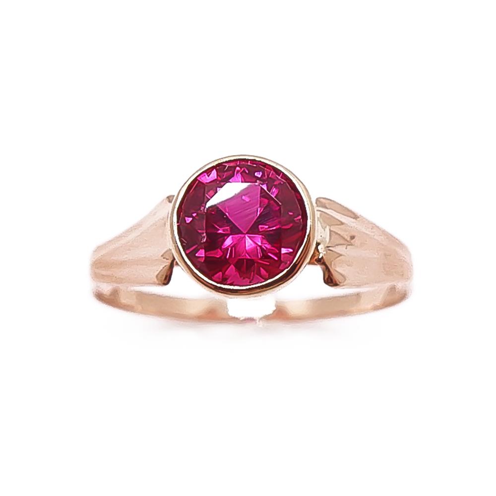 Kultainen punakivinen sormus 16,5mm v.-90 #1