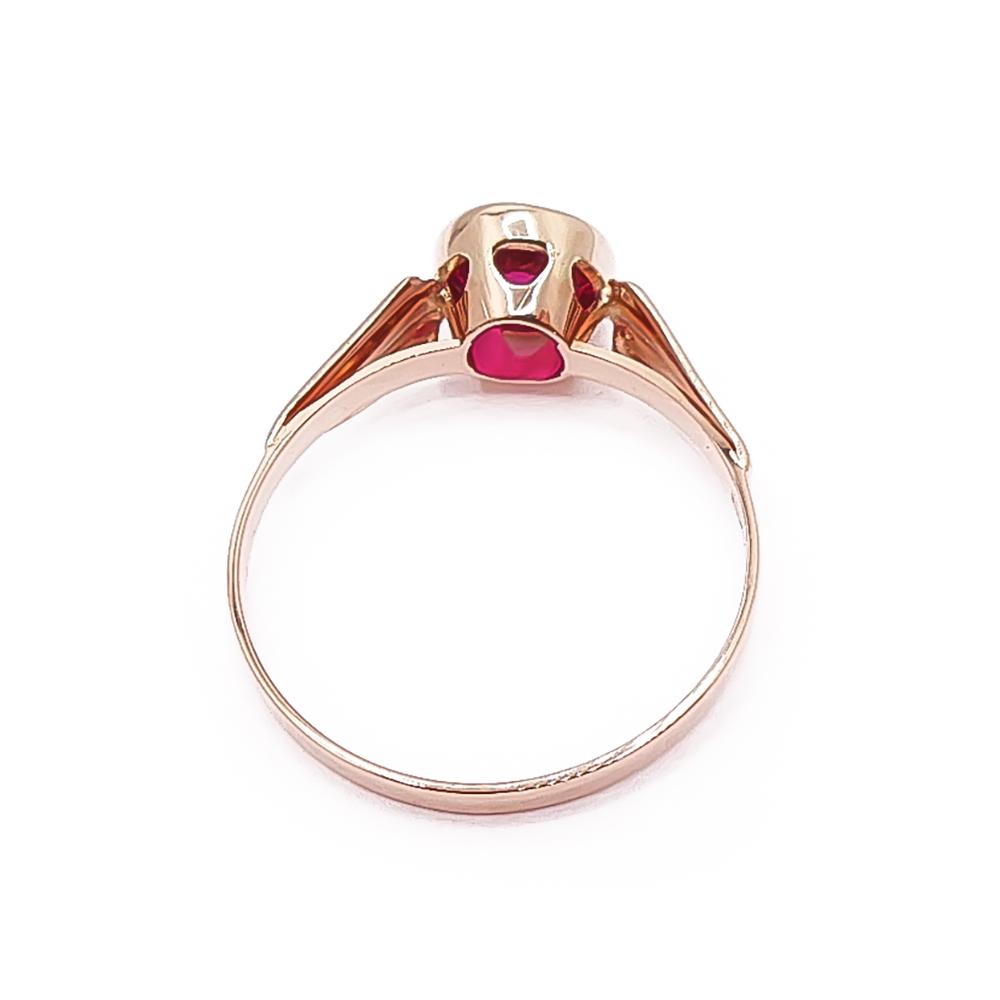 Kultainen punakivinen sormus 16,5mm v.-90 #2