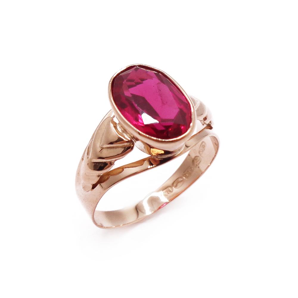 Kultainen punakivinen sormus 18mm v.-66 #0