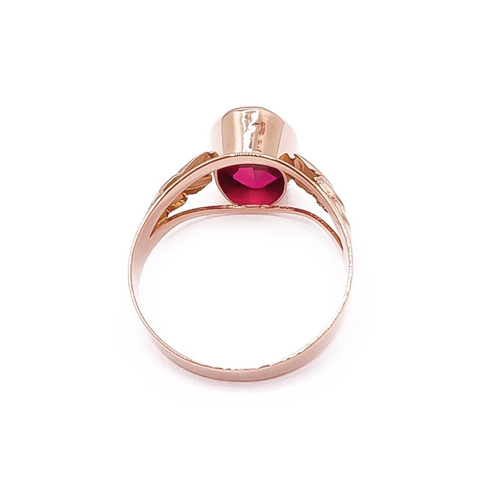 Kultainen punakivinen sormus 18mm v.-66 #2