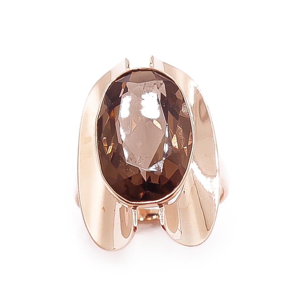 Kultainen savukvartsi sormus 17mm v.-60 #1