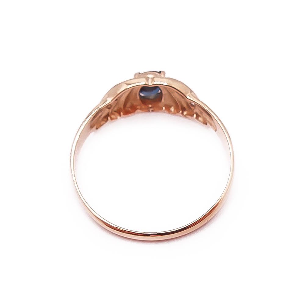 Kultainen sinisafiiri-timanttisormus 0,02ct 18mm #2