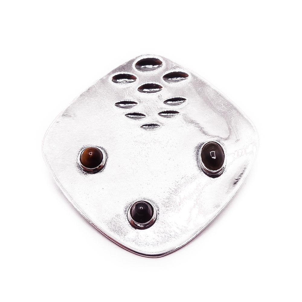 Hopeinen rintakoru eriväri kivillä #0