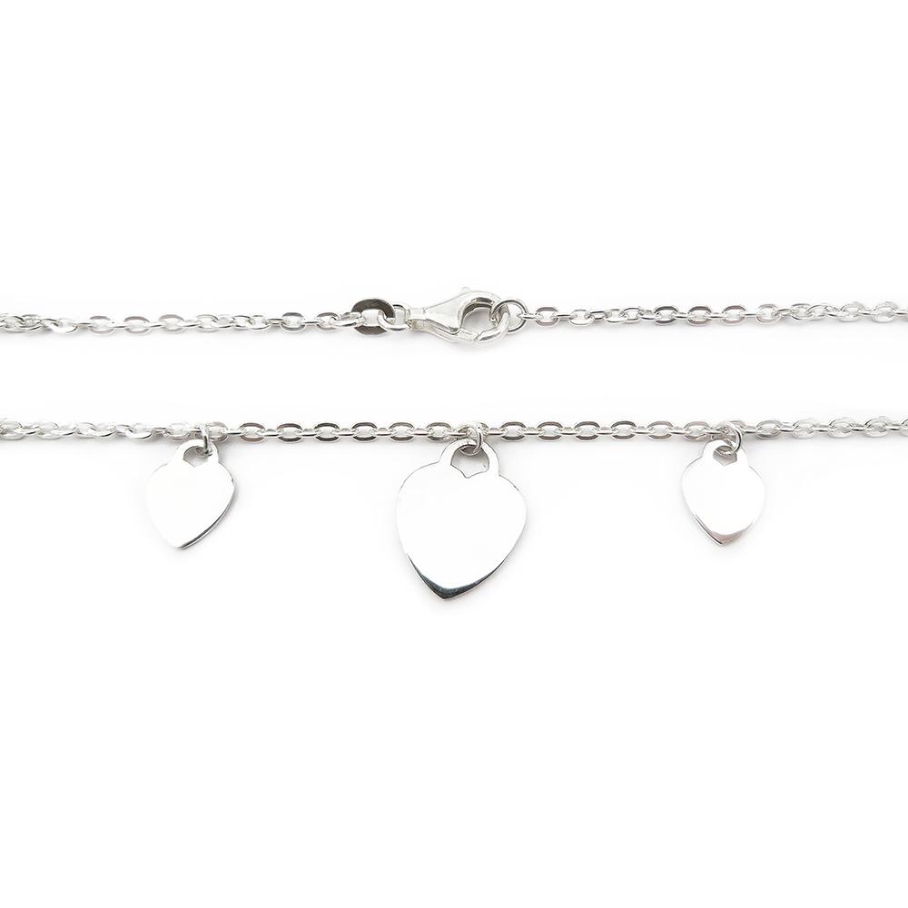 Hopeinen kaulaketju sydämillä 40,5 cm #1