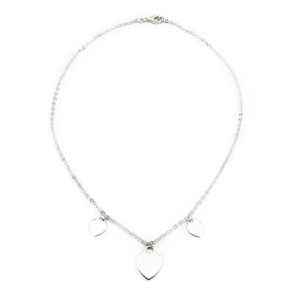 Hopeinen kaulaketju sydämillä 40,5 cm #0