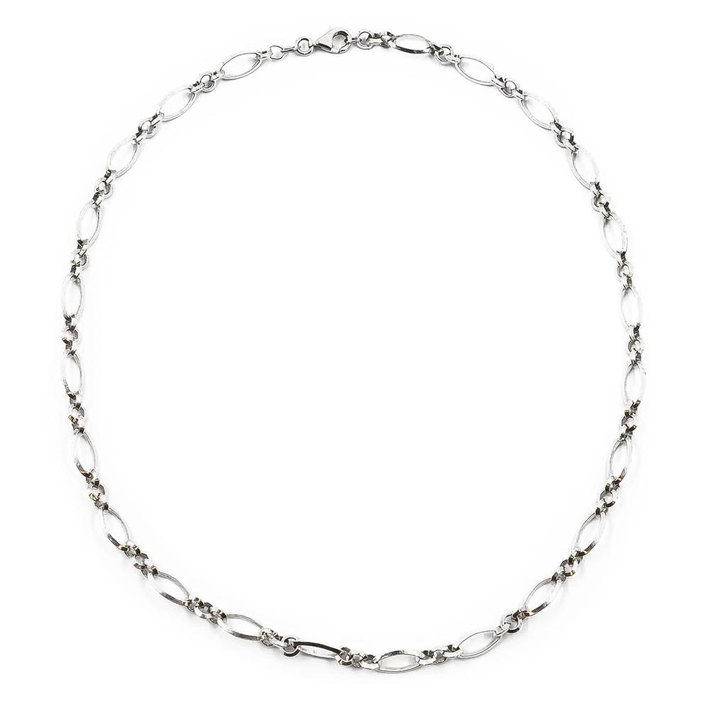 Hopeinen avo-lenkki kaulaketju 45cm #0