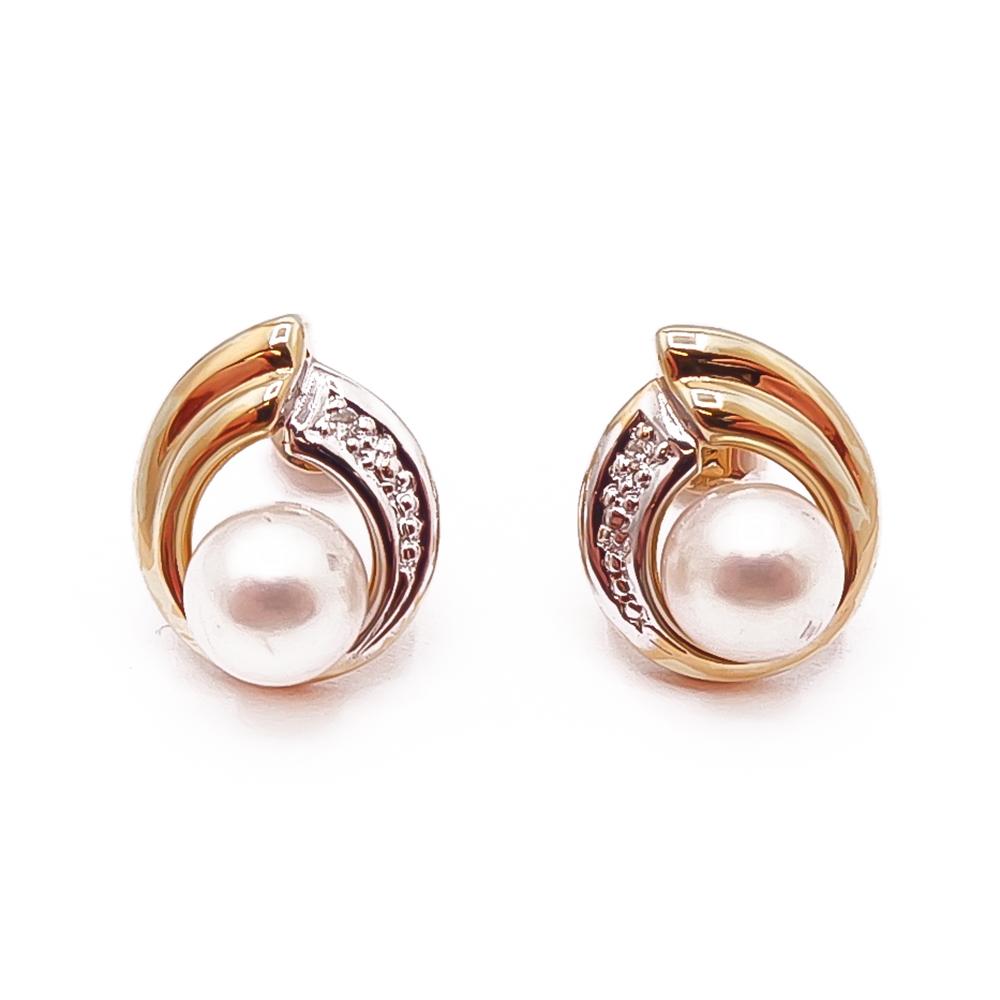 Kultaiset timantti-helmikorvakorut 0,01ct #0