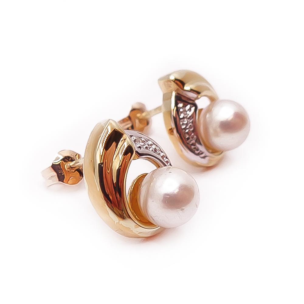 Kultaiset timantti-helmikorvakorut 0,01ct #1