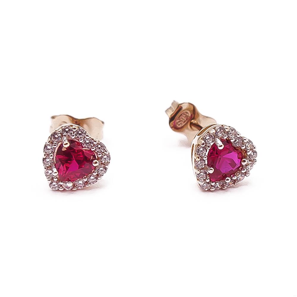 Kultaiset punakiviset sydänkorvakorut zirkoniat #0