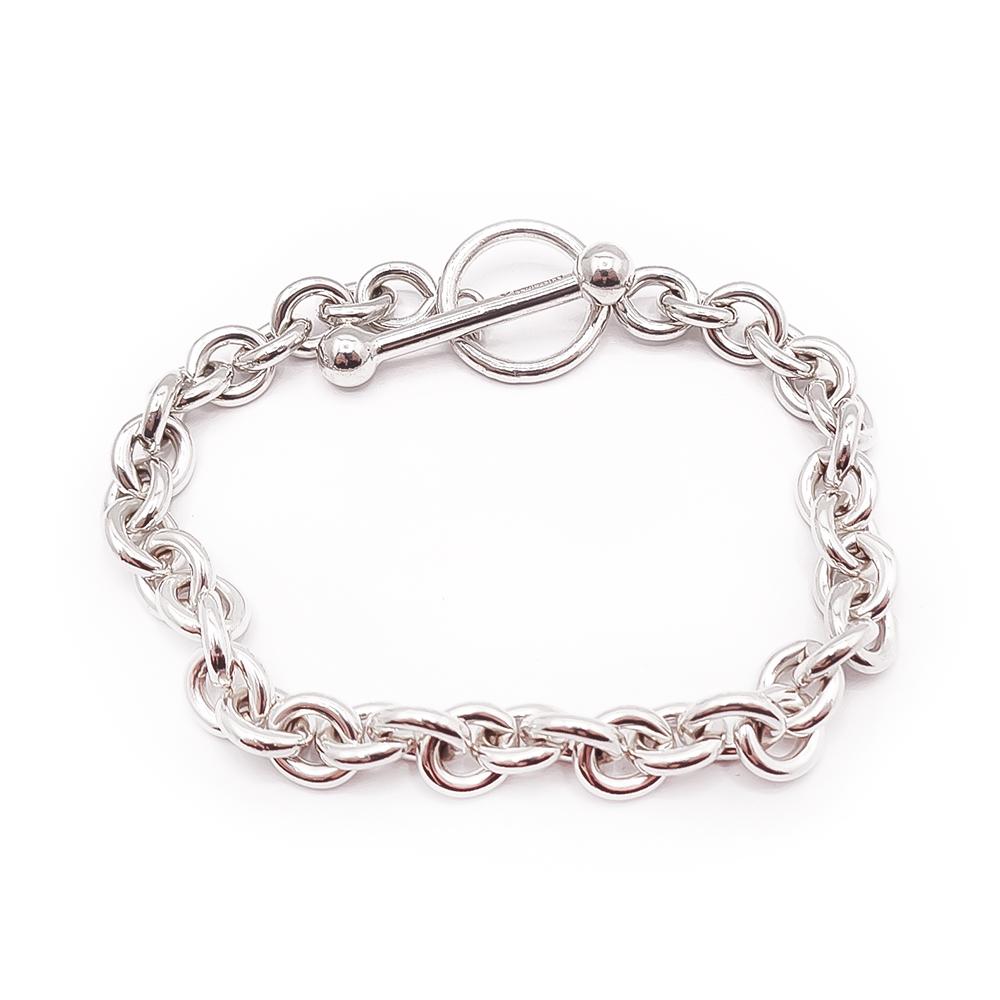 Hopeinen ranneketju papu T-lukolla v.-99 #0